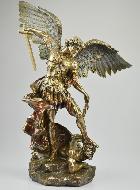 Grande Statue Religieuse de Saint Michel en Bronze - 55cm