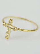 Bague Religieuse Croix & Diamants - Taille 52