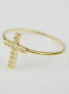 Bague Religieuse Croix & Diamants - Taille 54