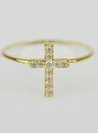 Bague Religieuse Croix & Diamants - Taille 56