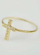 Bague Religieuse Croix & Diamants - Taille 58