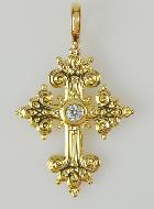 Pendentif Croix Baroque en Plaqué Or - 17mm