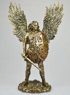 Statue de Saint Michel Archange au Bouclier en Bronze - 36cm