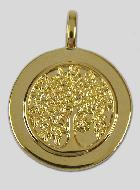 Médaille Arbre de Vie Plaqué Or avec Bord - 17mm