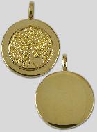 Médaille Arbre de Vie Plaqué Or avec Bord - 17mm