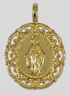 Médaille Miraculeuse Cerclage Dentelle 19mm - Plaqué Or 18k