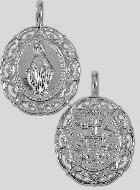 Médaille Miraculeuse Cerclage Dentelle 19mm - Argent 925/1000