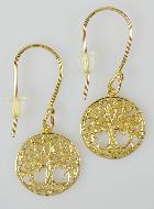 Boucles d'Oreilles Pendantes en Plaqué Or 18k - Arbre de Vie  Ajouré
