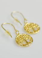Boucles d'Oreilles Pendantes en Plaqué Or 18k - Arbre de Vie  Ajouré