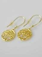 Boucles d'Oreilles Pendantes en Plaqué Or 18k - Arbre de Vie  Ajouré
