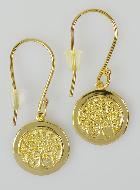 Boucles d'Oreilles Pendantes Arbre de Vie Gravé - Plaqué Or 18k