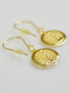 Boucles d'Oreilles Pendantes Arbre de Vie Gravé - Plaqué Or 18k
