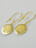 Boucles d'Oreilles Pendantes Arbre de Vie Gravé - Plaqué Or 18k
