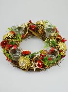 Couronne de l'Avent Rouge & Photophores - 34cm