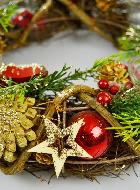 Couronne de l'Avent Rouge & Photophores - 34cm