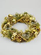 Couronne de l'Avent Dorée & Photophores - 34cm