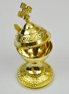 Brûle-Encens en Laiton Ciselé avec Croix - 13cm