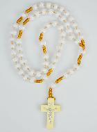 Chapelet en Perles Facettées Translucides - Transparent & Blanc
