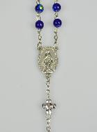 Chapelet en Perles Chromées & Médaille Miraculeuse - Bleu Nuit