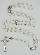 Chapelet en Perles Chromées & Médaille Miraculeuse - Blanc