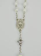 Chapelet en Perles Chromées & Médaille Miraculeuse - Blanc