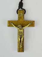 Pendentif Croix en Bois et Christ Bronze & Cordon