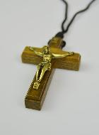Pendentif Croix en Bois et Christ Bronze & Cordon