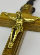 Pendentif Croix en Bois et Christ Bronze & Cordon