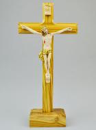 Crucifix en Bois sur Socle et Christ - 17 cm