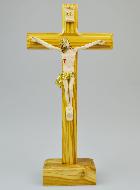 Crucifix en Bois sur Socle et Christ - 17 cm