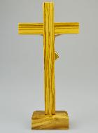 Crucifix en Bois sur Socle et Christ - 17 cm