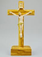 Crucifix en Bois sur Socle et Christ - 13 cm