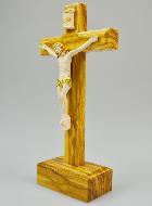 Crucifix en Bois sur Socle et Christ - 13 cm
