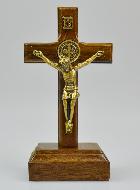 Crucifix de Saint Benoît en Bois sur Socle - 7cm