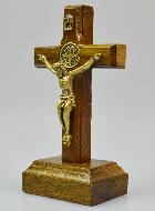 Crucifix de Saint Benoît en Bois sur Socle - 7cm