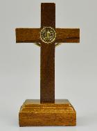 Crucifix de Saint Benoît en Bois sur Socle - 7cm