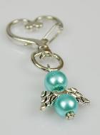 Porte-clés Ailes d'Ange-Gardien - Perles Bleues