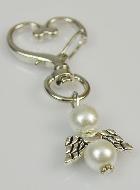 Porte-clés Ailes d'Ange-Gardien- Perles Blanches