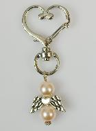 Porte-clés Ailes d'Ange-Gardien- Perles Roses