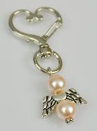 Porte-clés Ailes d'Ange-Gardien- Perles Roses