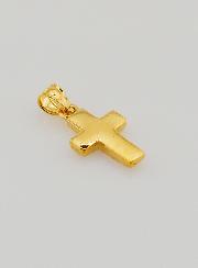 Pendentif Croix en Plaqué Or 18 Carats - Émail Rose