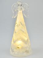 Ange de Noël en Verre Lumineux 15cm - Motif Géométrique