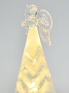 Ange de Noël en Verre Lumineux 15cm - Motif Géométrique