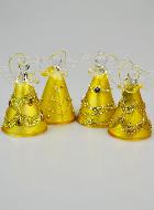 4 Anges en Verre Robe Dorée - Sapin de Noël