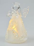 Ange de Noël en Verre Lumineux 8cm - Décor Feuilles