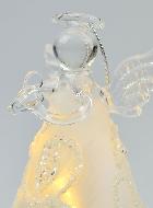 Ange de Noël en Verre Lumineux 8cm - Décor Feuilles