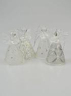 4 Anges en Verre Robe Décor Argenté - Sapin de Noël