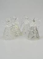 4 Anges en Verre Robe Décor Argenté - Sapin de Noël
