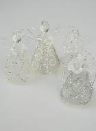 4 Anges en Verre Robe Décor Argenté - Sapin de Noël