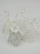 4 Anges en Verre Robe Décor Argenté - Sapin de Noël